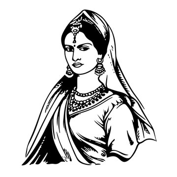 Jhansi Ki Rani Lakshmi Bai Sketch Stock Image - Image of jhansi, rani:  187498239