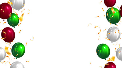 Balloons and confetti party Christmas concept design. red and green balloons celebration vector illustration