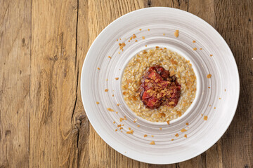 Tasty breakfast - Porridge with jam