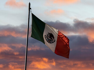 Mexican flag in ciudad de mexico, mexico city