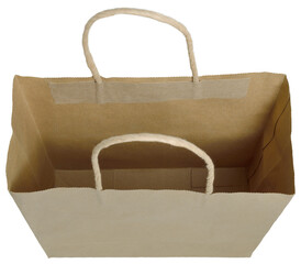 Paper bag on transparent background, top view