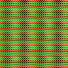 Detailed knitted striped red-and-green pattern