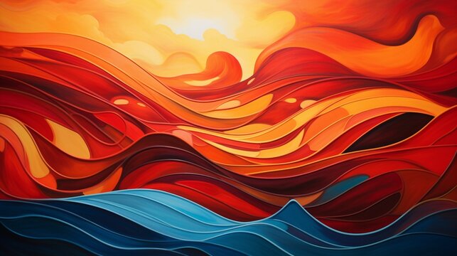 waves in shades of fiery red and amber, evoking the warmth of a summer bonfire.