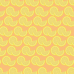 Yellow lemons pieces patteren and lemons cut on isolated background