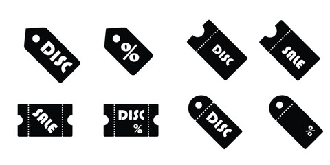 discount tag icon set, simple design for e-commerce sales, vector eps 10.