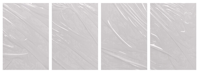 Collection transparant wrinkled plastic for background.