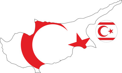 Northern Cyprus Map and Flag Vector