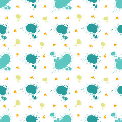 Vector green, yellow, orange spots, watercolor splashes, ink splashes, ink