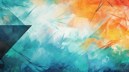 a close-up view of this stunning abstract banner header design. The summer-inspired colors, combined with the iridescent grunge painting texture in blue, green, and orange, create a visual feast.