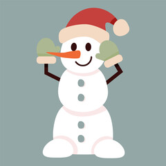 Cute smiling snowman in mittens