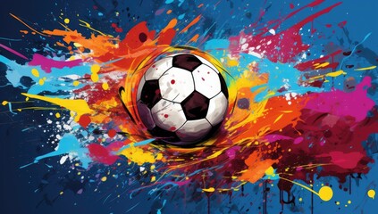 soccer ball with brush strokes Generative AI