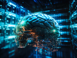 Artificial intelligence digital or in cyborg, modern robotic and cybernetic, concept, futuristic cyber human. 