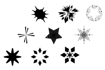 Starburst flower vector set. Sale sticker, price tag, starburst, quality mark, sunburst badges, retro stars. Sun ray frames, Spiral flower, quality signs, sale icon