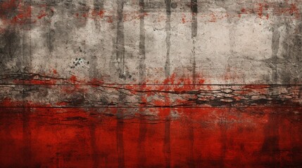 bold contrast of dark red and grey grunge stripes against the intricate details of an old wall texture in this abstract banner design.