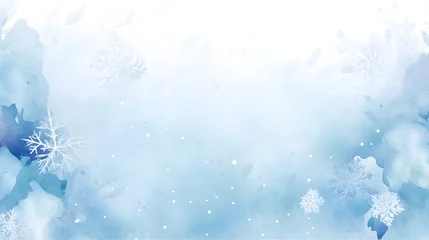 Fotobehang Winter holiday banner falling snowflakes on a light blue background © Jelena