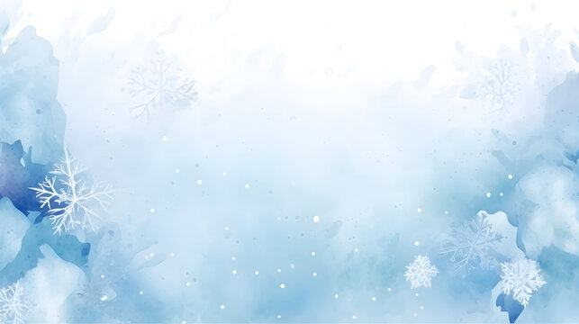 Winter holiday banner falling snowflakes on a light blue background