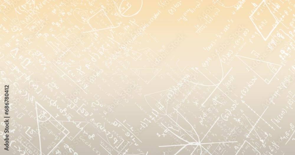 Aufkleber animation of white colored mathematical equation and diagrams over gradient background