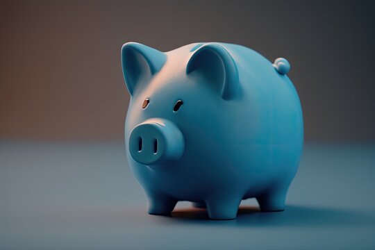 Blue piggy bank on a blue background. The concept of savings