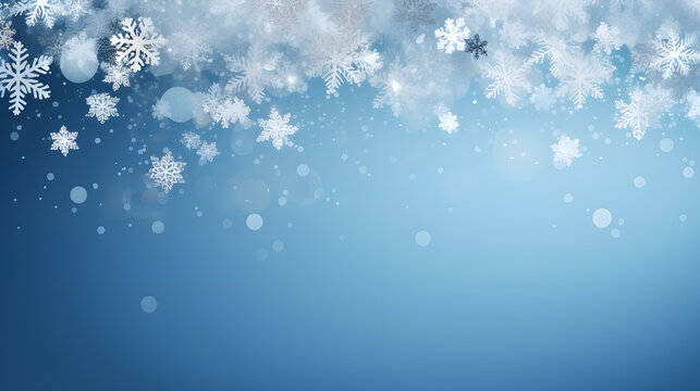 Winter banner falling snowflakes on a blue background