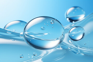 Light blue Liquid or Water Bubble, Cosmetic Liquid background, with Clipping Path 3d rendering created with Generative Ai