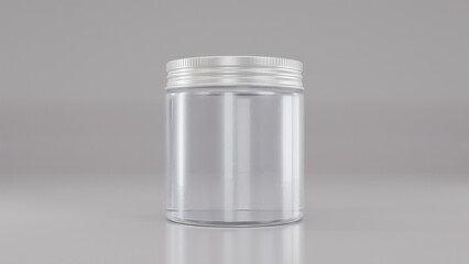 transparent plastic jar with aluminium lid mockup with clear background template