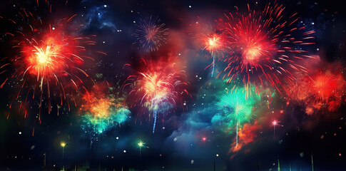 New Year's Eve theme. Fireworks - obrazy, fototapety, plakaty