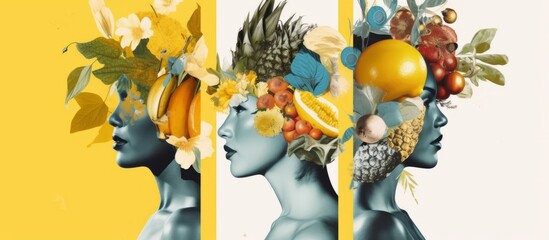 woman and variety of flower graphic poster collage mix media creative poster fashion stylish beautiful woman campaign [poster banner commercial advertising template background 