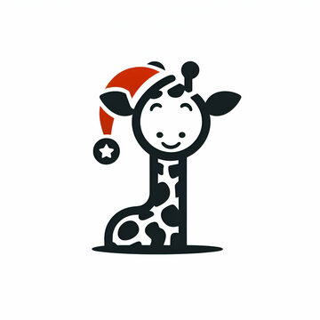 Chrismas giraffe logo illustration isolated on white background