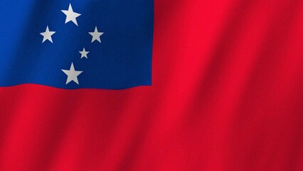Samoa flag waving in the wind. Flag of Samoa images