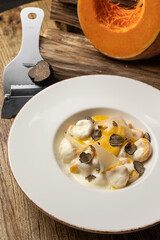 Pumpkin gnocchi with truffle, close-up