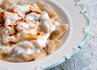 Traditional Turkish cuisine; Turkish ravioli, Turkish name; Manti, ucgen manti