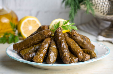 Traditional delicious Turkish foods; stuffed leaves (yaprak sarmasi)