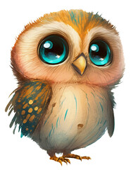 Fototapeta premium Watercolor illustration of a cute owl. Ai generated. Transparent background, png