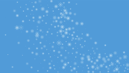 Christmas background. White delicate snowflakes on a blue background. New Year's holiday design