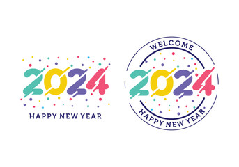 2024 number text happy new year modern futuristic vector design template