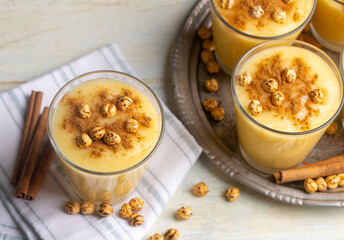 Traditional Turkish drink with roasted chickpea Boza or Bosa