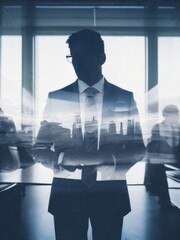Fototapeta premium Double exposure of a business