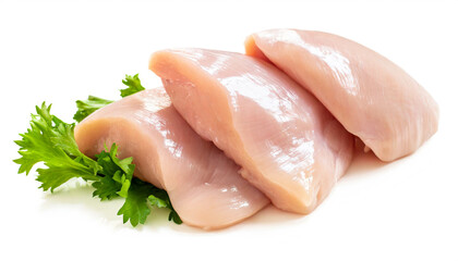  raw Chicken filet meat isolated on white background, cutout