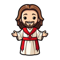 A cute Jesus simple line art on transparent.