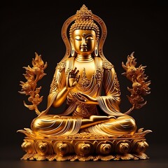 a gold statue of a buddha - obrazy, fototapety, plakaty