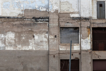 Close up of abandoned building with missing walls