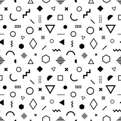 Vector seamless pattern with geometric shapes. Set with graphic elements. - 686787082
