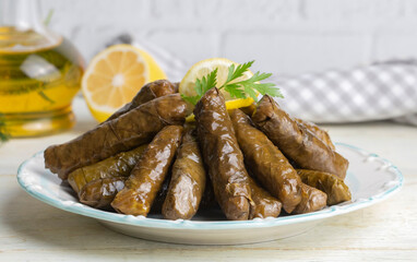 Traditional delicious Turkish foods; stuffed leaves (yaprak sarmasi)
