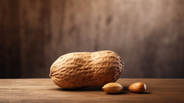 a peanut and almonds on a table