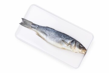 Fish on a white plate from a fish shop