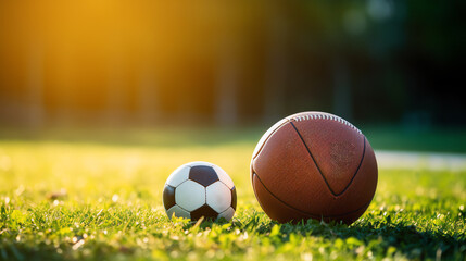 a close up of a ball and a ball on grass