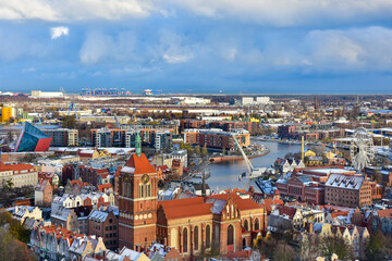 panorama of the city of Gdansk, Poland - obrazy, fototapety, plakaty