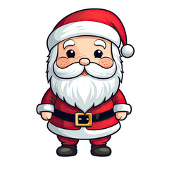 A cute Santa Claus simple line art on transparent.