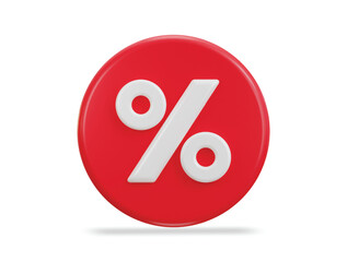 3d percent sign with red circle discount icon