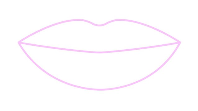Animated pink lips symbol increases and decreases. Linear icon. Looped video. Vector illustration isolated on white background.
